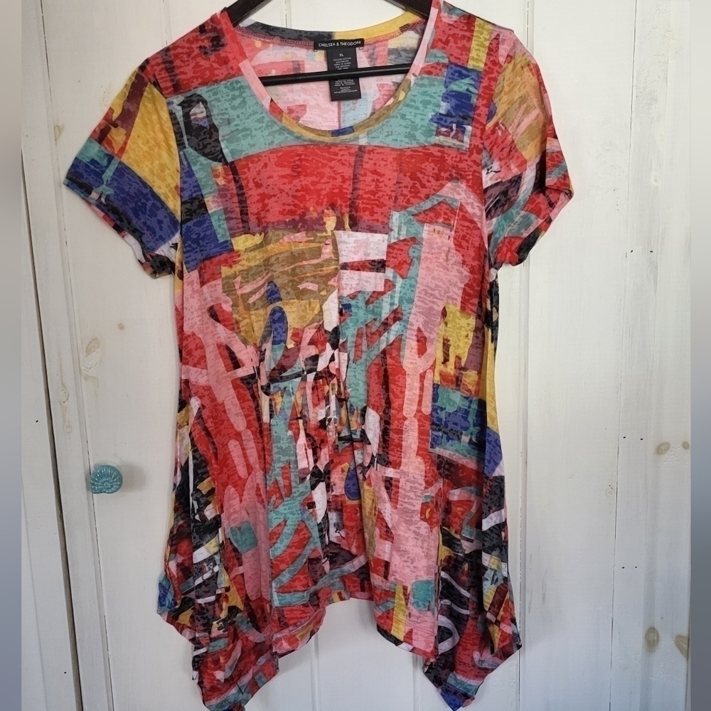 Chelsea & Theodore Burn Out Sharkbite Wearable Art Tunic Size XL